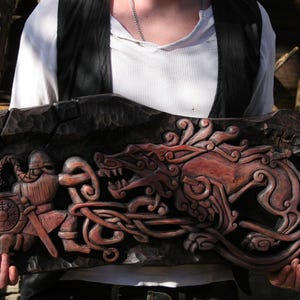 Norse Pagan Viking Decor,Fenrir Viking Wolf,Viking Wood Carving,Tyr