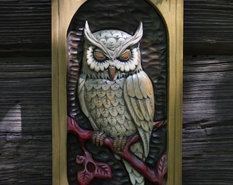 置物 59. The magnificent barn owl hand-painte 59. The magnificent