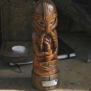 Norse God Thor.Hand crafted wooden Statue. Thor statue. WotanScandinavian Gods. Wood carving.Scandinavian Gifts.