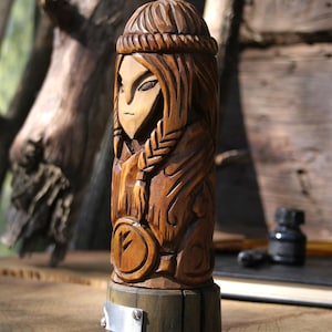 Oak Freyja Goddess Statue: Norse Viking Sculpture, Scandinavian Gift