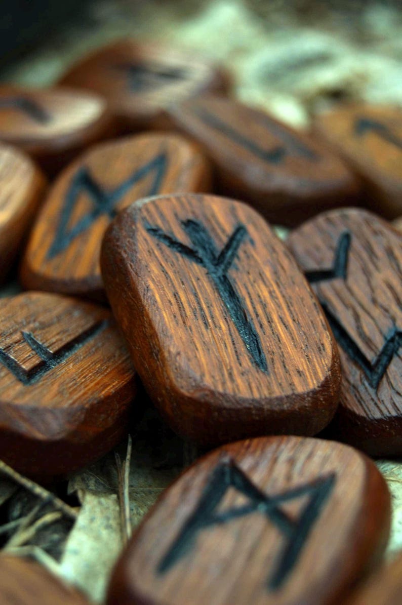 Handmade Runescape Runes Elder Futhark Rune Set 24 Pcs, Handmade Oak Wood Viking Runes for ...