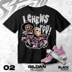 AJ 4 Orchid Purple Black White T Shirt Match I Chews You Friday - Gildan Shirt