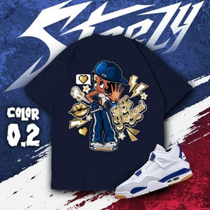 AJ 4 Navy Black White T Shirt Match Talk To The Hand 2