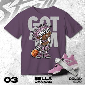 AJ 4 Orchid Purple Black White T Shirt Match Snagged M Sneaker Boy - Bella Canvas Shirt