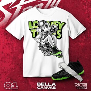 Air Foamposite One Black Volt Black White T Shirt Match Bunny Drip Basketball - Bella Canvas Shirt