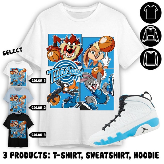 Bunny Basketball Team Unisex Tees Jordan 9 Powder Blue Light Blue Cartoon 90s Sweatshirt to Match Sneaker Outfit Back to School Hoodie Etsy