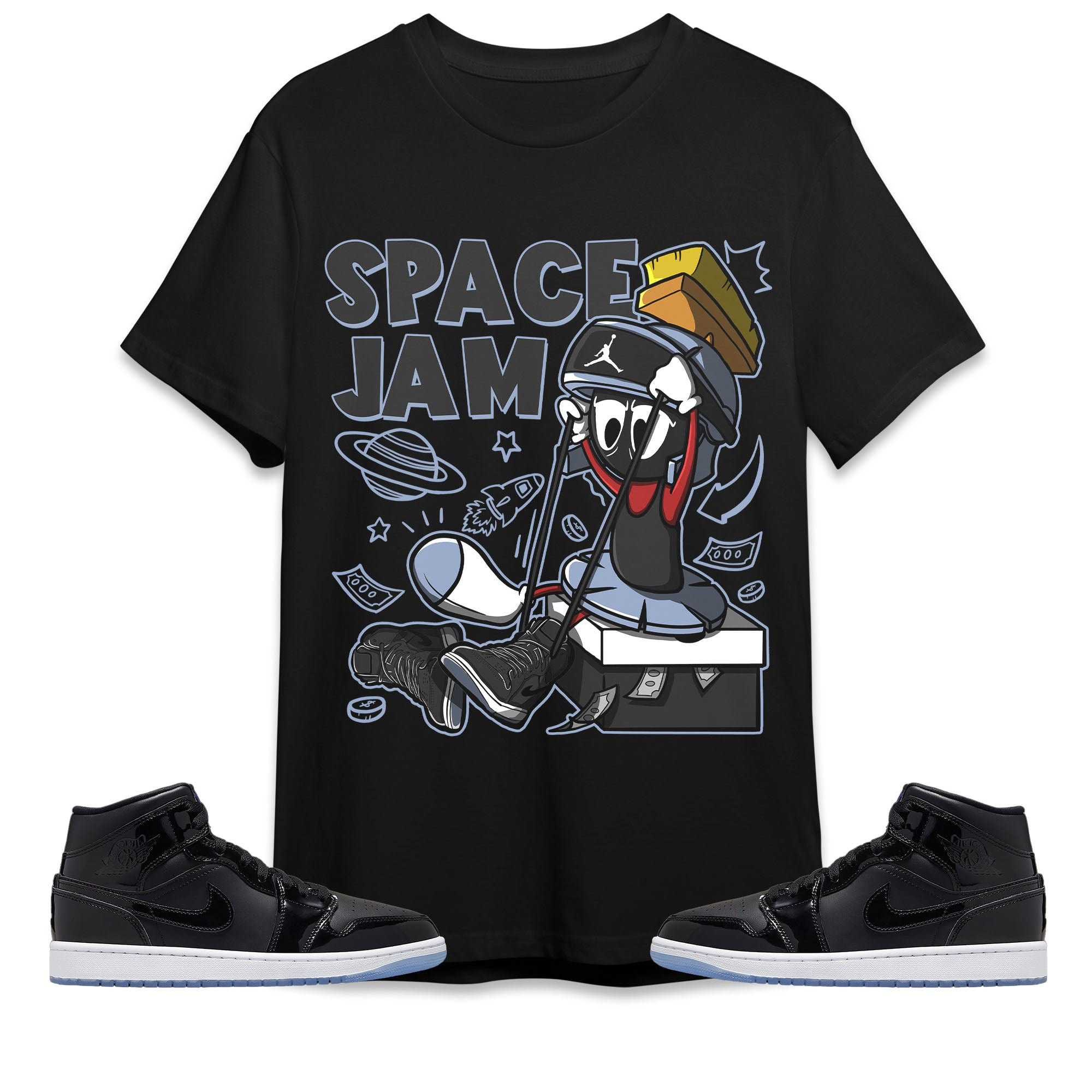Custom Jordan Space Jam black Sublimated T Shirt XI 11