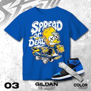 AJ 1 Royal Reimagined Blue Black White T Shirt Match Sread Or Dead Boy - Gildan Shirt
