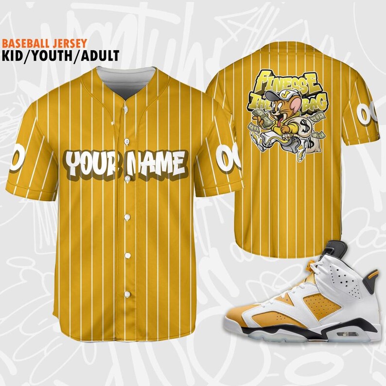 Personalize Finesse the Bag Mouse Jersey to Match Jordan 6 Yellow Ochre