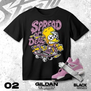 AJ 4 Orchid Purple Black White T Shirt Match Sread Or Dead Boy - Gildan Shirt