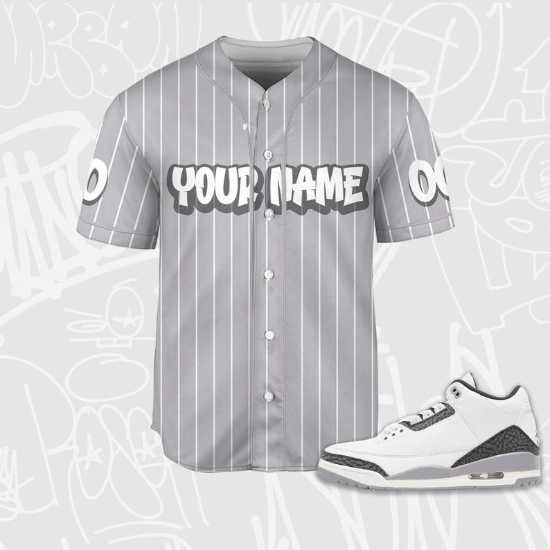 Personalize Finesse the Bag Mouse Jersey to Match AJ 3 Cement Grey