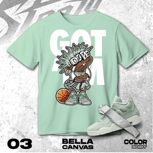 AJ 4 Seafoam Sail green Black White T Shirt Match Snagged M Sneaker Boy - Bella Canvas Shirt