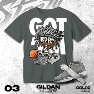 AJ 9 Cool Grey Black White T Shirt Match Snagged M Sneaker Boy 2 - Gildan Shirt