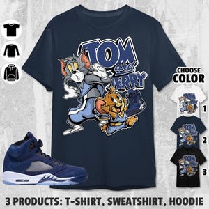 AJ 5 Midnight Navy Unisex T-Shirt, Sweatshirt, Hoodie, Cat and Mouse Tees, Shirt In Navy To Match Sneaker
