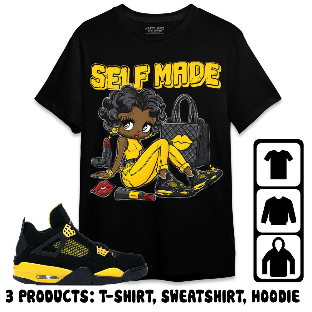 Sneaker Girl Selfmade Unisex Tees AJ 4 Thunder Sweatshirt to match Sneaker, Outfit Birthday Gift