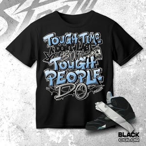 Camiseta NEVER FALL combina com AJ 5 Preto Azul Universitário, Camiseta Unissex que Combina com Tênis