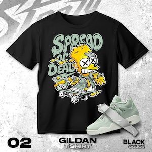 AJ 4 Seafoam Sail green Black White T Shirt Match Sread Or Dead Boy - Gildan Shirt
