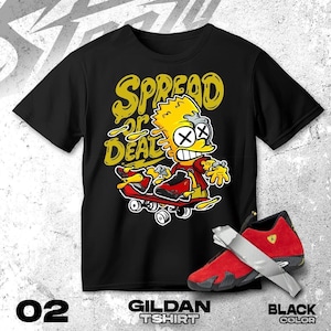 AJ 14 Ferrari Red Black White T Shirt Match Sread Or Dead Boy - Gildan Shirt