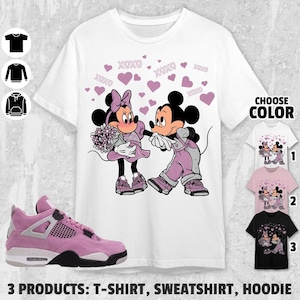 AJ 4 Orchid Neutral Grey Black White Unisex T-Shirt, Sweatshirt, Hoodie, Mickey & Minnie Love Tees, Shirt In Light Pink To Match Sneaker