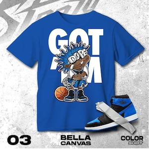 AJ 1 Royal Reimagined Blue Black White T Shirt Match Snagged M Sneaker Boy - Bella Canvas Shirt