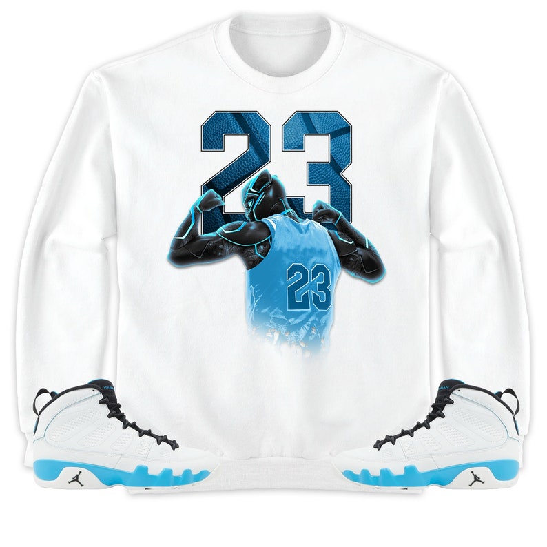 Number 23 Panther Unisex Tees Jordan 9 Powder Blue Sweatshirt to match Sneaker, Outfit birthday graphic Tees image 9