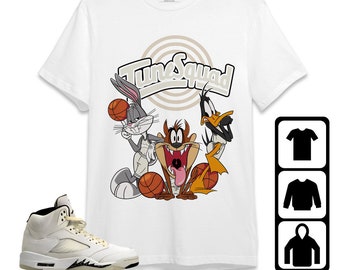 Tune Friends Unisex Tees AJ 5 SE Sail streetwear cartoon 90s Tees, Outfit back to school,sneaker match Tees