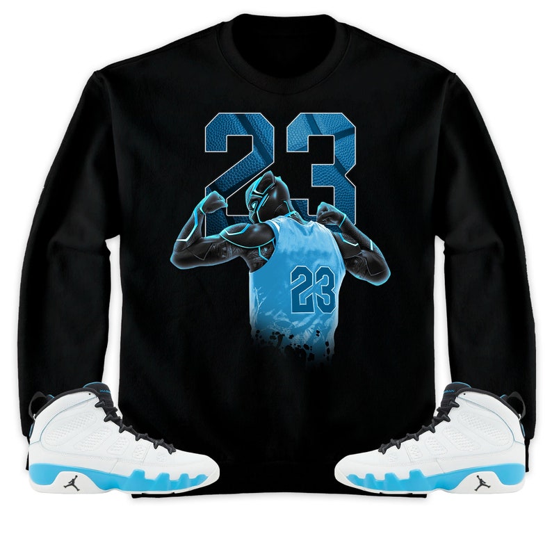 Number 23 Panther Unisex Tees Jordan 9 Powder Blue Sweatshirt to match Sneaker, Outfit birthday graphic Tees image 7