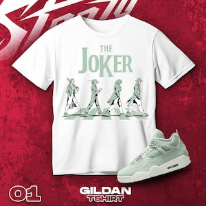 AJ 4 Seafoam Sail Black White T Shirt Match The Joker