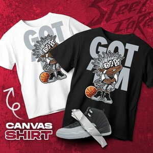 AJ 12 Wolf Grey Black White T Shirt Match Snagged M Sneaker Boy - Bella Canvas Shirt
