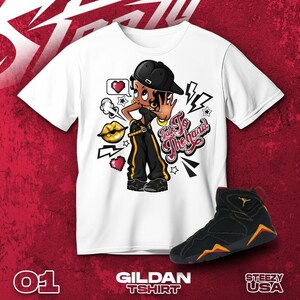 AJ 7 Retro Citrus Gold Black White T Shirt Match Talk To The Hand 2 - Gildan Shirt