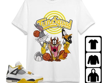 Tune Friends Unisex Tees AJ 4 Vivid Sulfur streetwear cartoon 90s Tees, Outfit back to school,sneaker match Tees