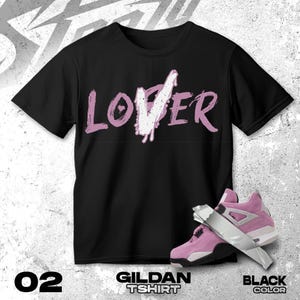 AJ 4 Orchid Purple Black White T Shirt Match Loser Lover - Gildan Shirt