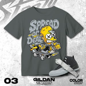 AJ 12 Wolf Grey Black White T Shirt Match Sread Or Dead Boy - Gildan Shirt