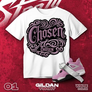 AJ 4 Orchid Purple Black White T Shirt Match Vintage Chosen Sneaker - Gildan Shirt