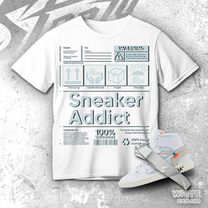 AJ 1 High OW OG Alaska Sneaker Addict, Camiseta a juego con zapatillas, Camiseta gráfica streetwear para coleccionistas de zapatillas