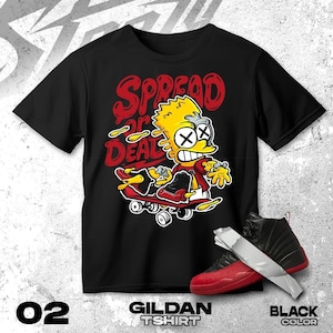 AJ 12 Flu Game Red Black White T Shirt Match Sread Or Dead Boy - Gildan Shirt
