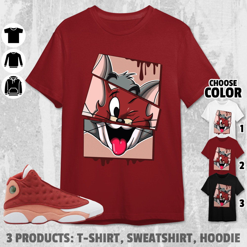 AJ 13 Dune Red Unisex Shirt, Sweatshirt, Hoodie, Happy Cat And Mouse, Shirt To Match Sneaker Color Cherry Red
