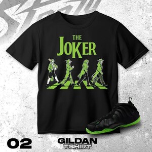 Air Foamposite One Black Volt Green Black White T Shirt Match The Joker