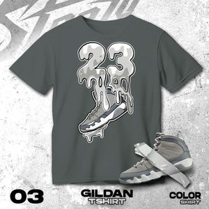 AJ 9 Cool Grey Black White T Shirt Match Drip 23 Sneaker - Gildan Shirt