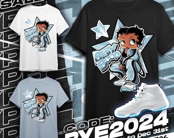 AJ 11 Legend Blue Unisex T-Shirt, Sweatshirt, Hoodie, Betty Boop Sneaker Tees, Shirt In Light Blue To Match Sneaker