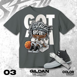 AJ 12 Wolf Grey Black White T Shirt Match Snagged M Sneaker Boy 2 - Comfort Colors Shirt