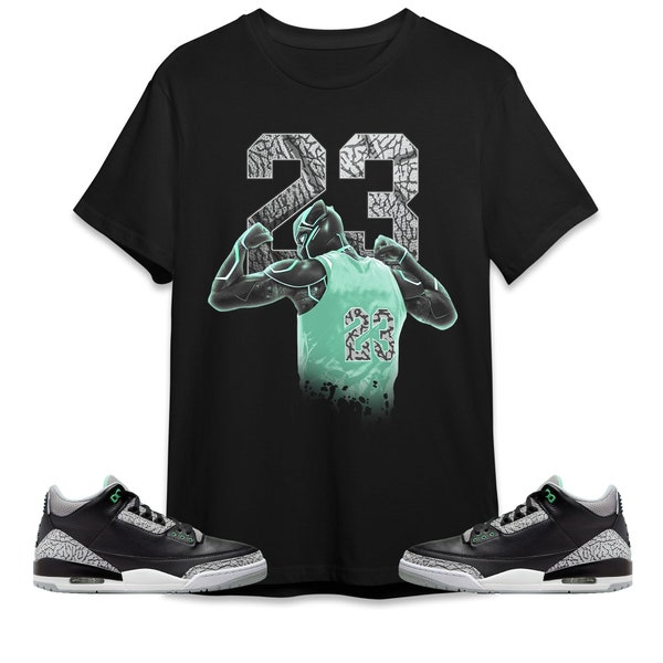 Number 23 Panther Unisex Tees Jordan 3 Green Glow Sweatshirt to match Sneaker, Outfit birthday graphic Tees
