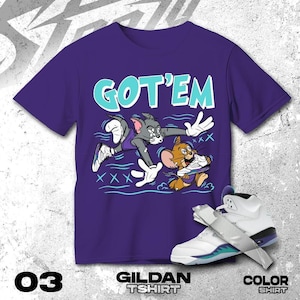 AJ 5 Grape Black White T Shirt Match Got Em Sneaker- Gildan Shirt