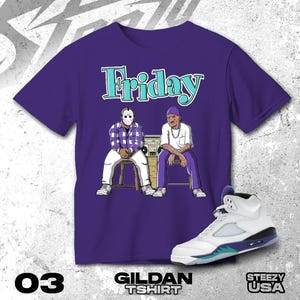 AJ 5 Grape Black White T Shirt Match Friday - Gildan Shirt