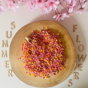 Summer Flowers Sensory Pasta, Sensory Bin Fillers Summer Garden, Loose Parts Play, Early Years Play, Montessori, Tuff Tray, Sensory Base
