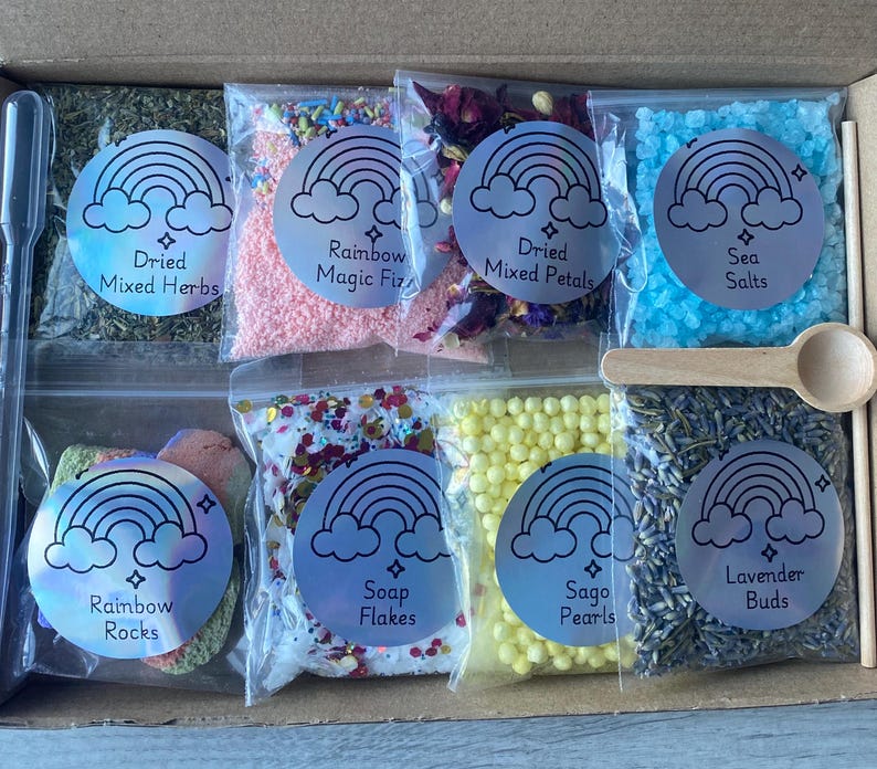 Rainbow Mud Kitchen Potion Kit, Sensory Natural Play Standard Postal Box