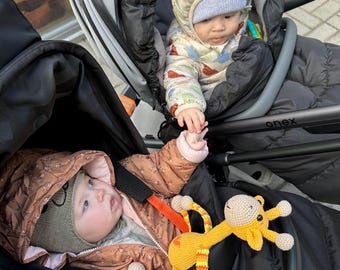 Crochet Giraffe Toy Set, Baby Shower Gift, Newborn Rattle & Teether