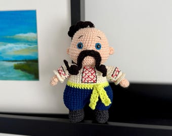 Crochet Cossack Doll, Ukrainian Souvenir, Nursery Decor