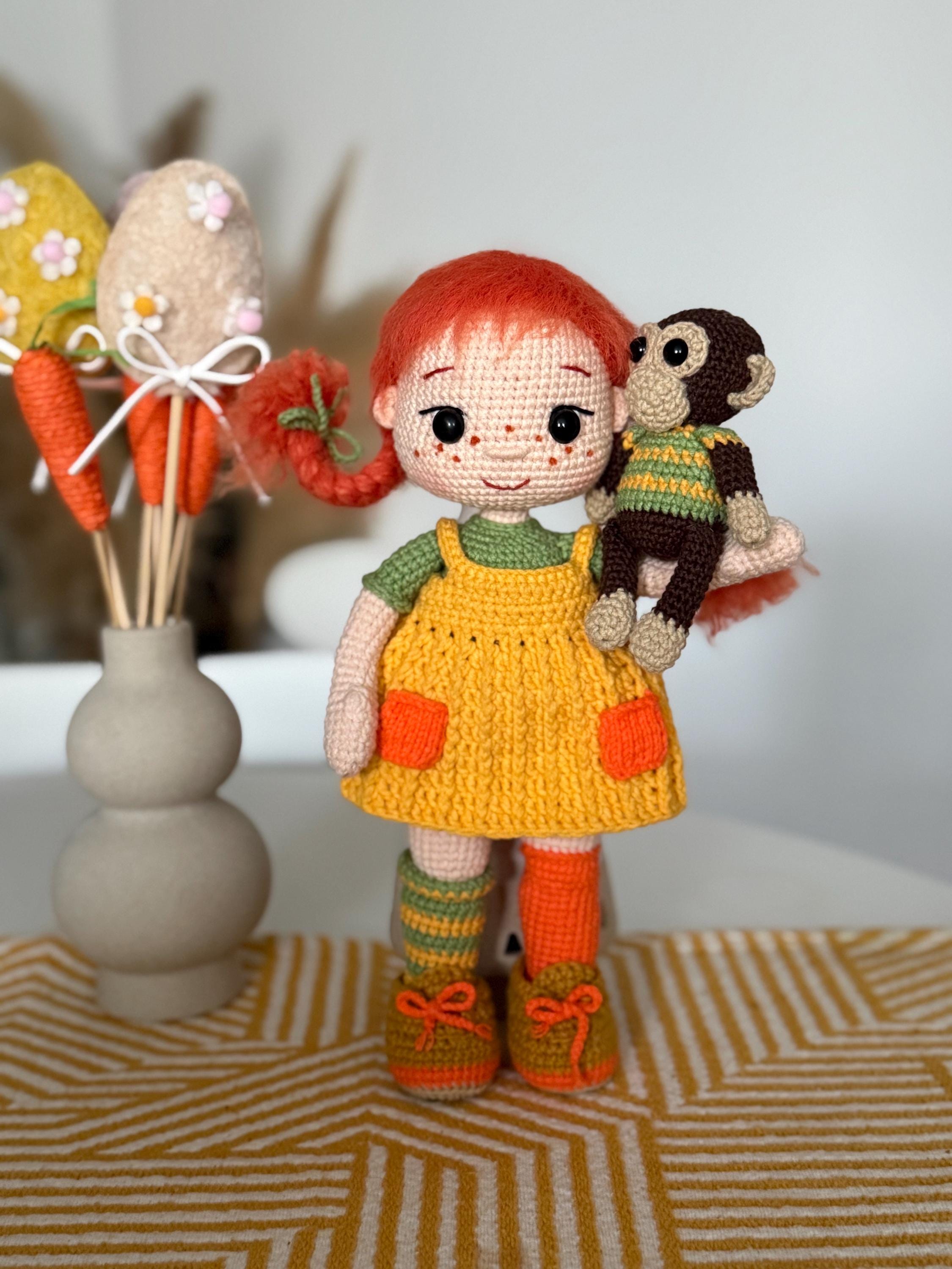 あみぐるみ pipi Crochet Pippi Longstocking Doll With Mr. Nilsson Monkey - Etsy