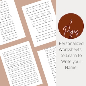 Personalized Name worksheets, tracing name,  personalized learning tool, tracing letters, practice handwriting, back to school, full name